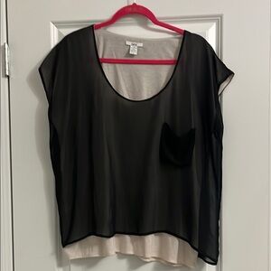 Bar III Boxy Black and Cream Blouse